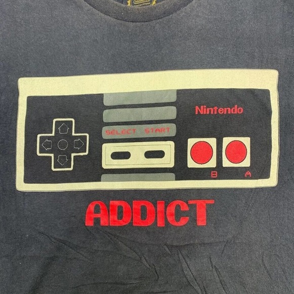 Nintendo "ADDICT" Gaming Tee Thrifted Vintage Style Size XL - Picture 4 of 8
